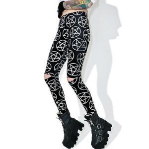 Killstar silver pentagram velvet leggings